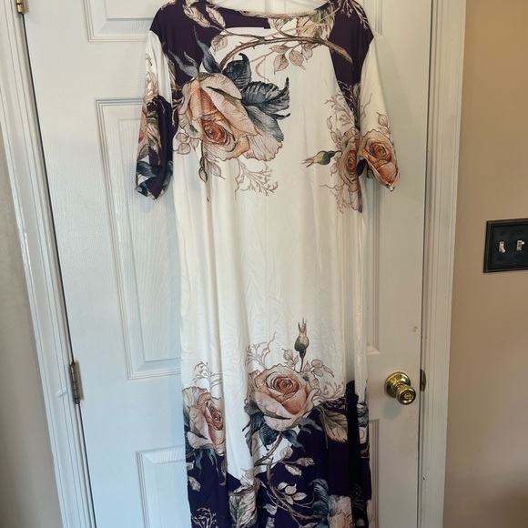 Women's Plus Size Elegant Floral Print Color Block Long Maxi Dress 18W & 22W - Picture 4 of 9